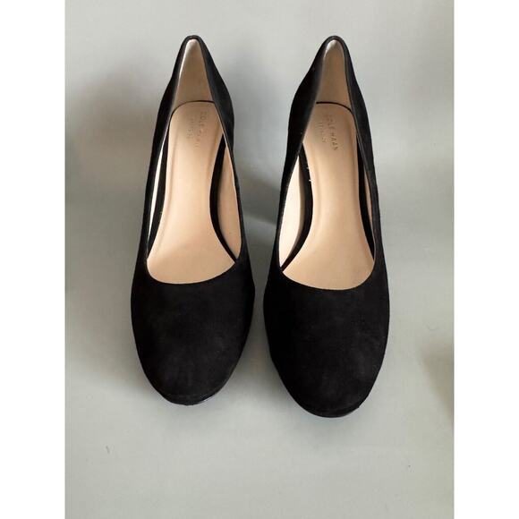 Cole Haan Women's Renner Grand Pump Black Suede Block Heel Round Toe Size 9.5 - Picture 6 of 11